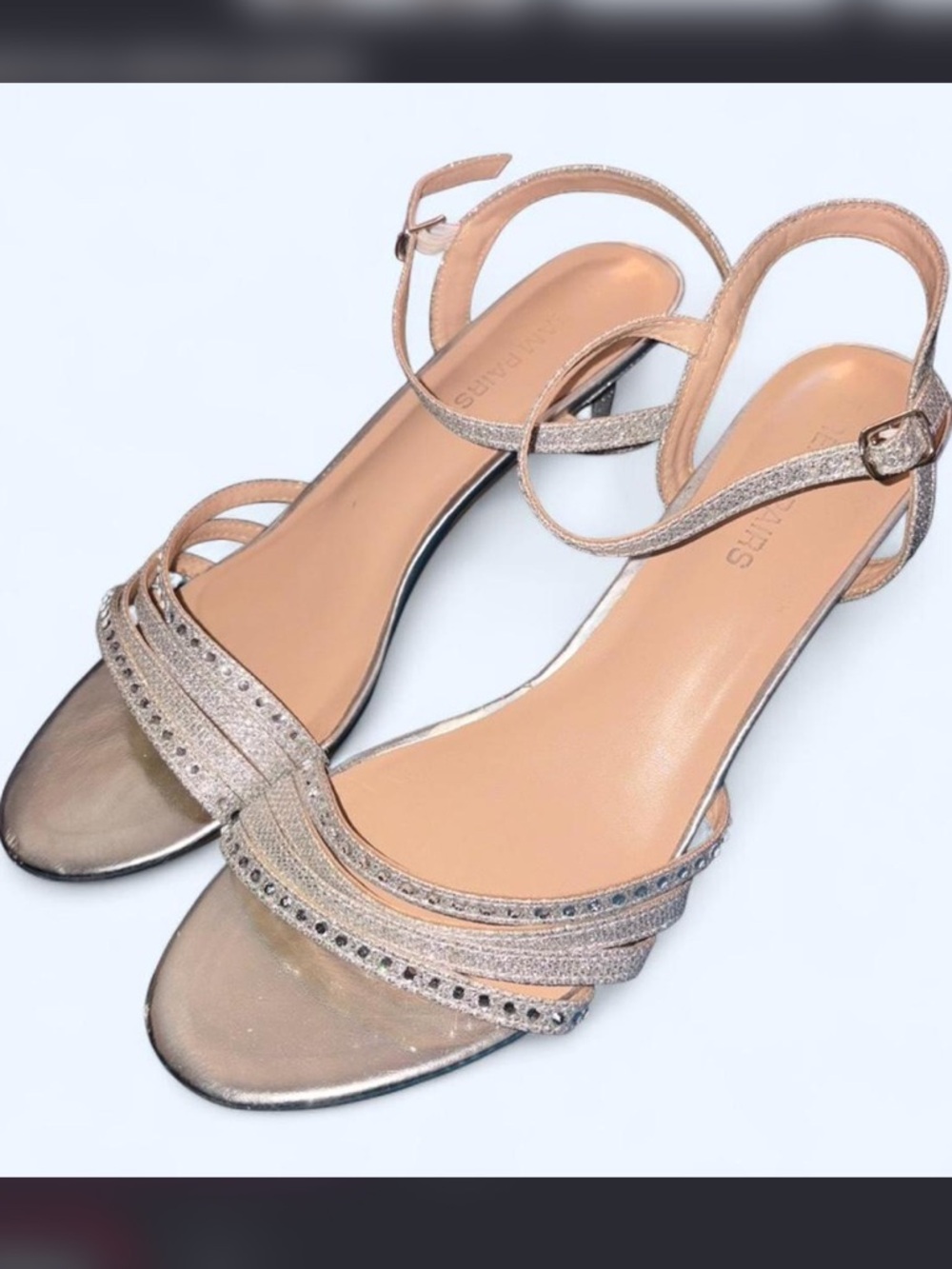 Women's Metallic Strappy Low Heel Sandals - Silver